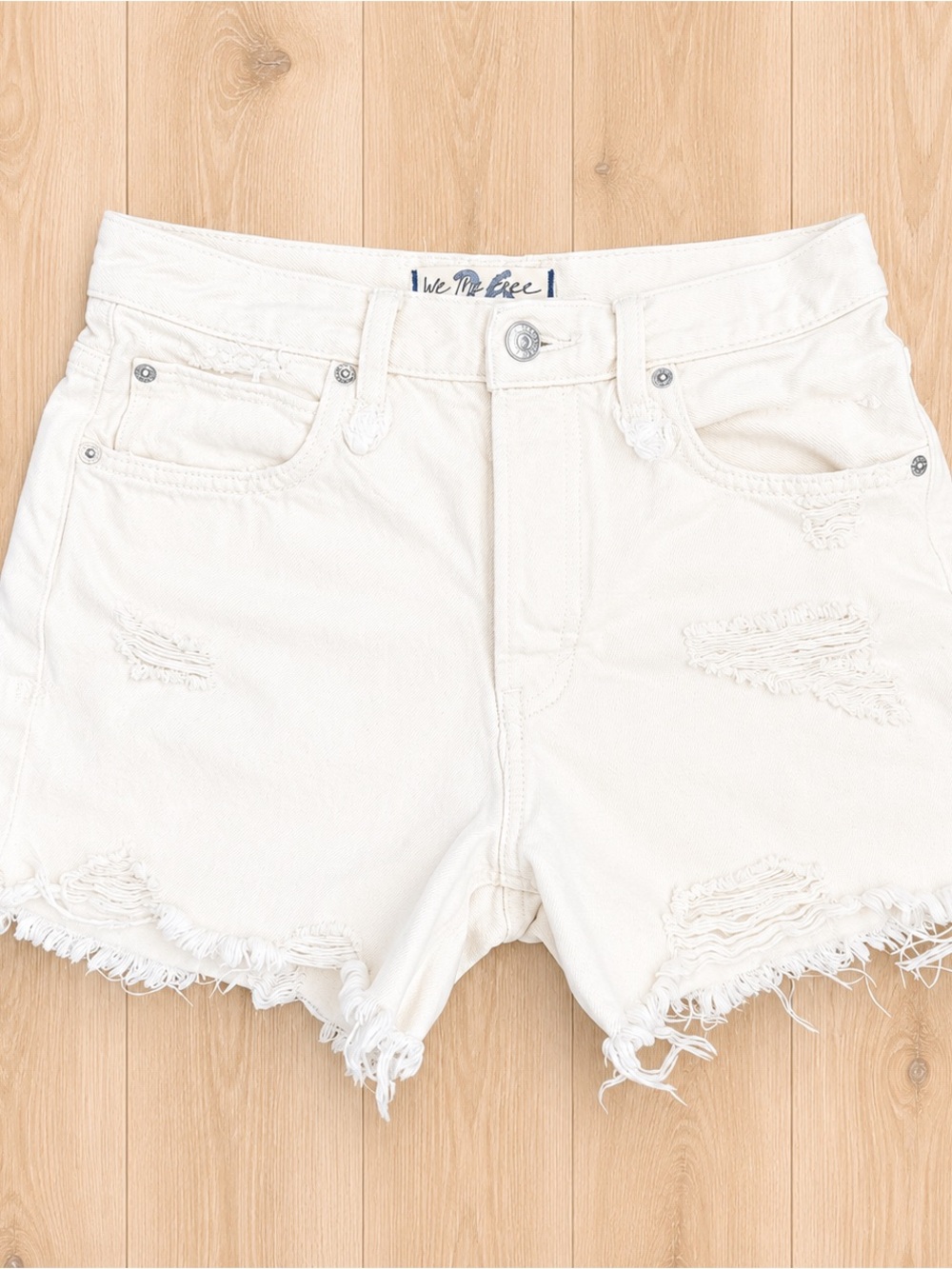 Free People We The Free Distressed Denim Cutoff Shorts Bone Size 26